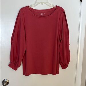 LOFT Peachy Red Blouse Elegant Top XL